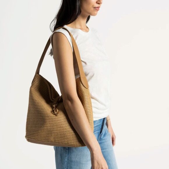 Raffia Shoulder Bag - Beige Color - BRAND NEW - Lobster Clasp Close - NWT - Picture 1 of 6